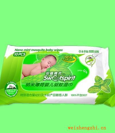 安睡精靈納米薄荷嬰兒驅蚊濕巾（非獨立10片）